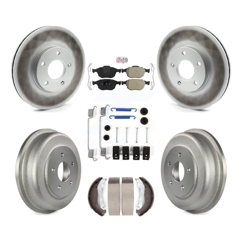 Front Rear Brake Rotor Semi-Metallic Pad & Coated Drum Kit (7Pc) For Ford Transit Connect KGA-104254