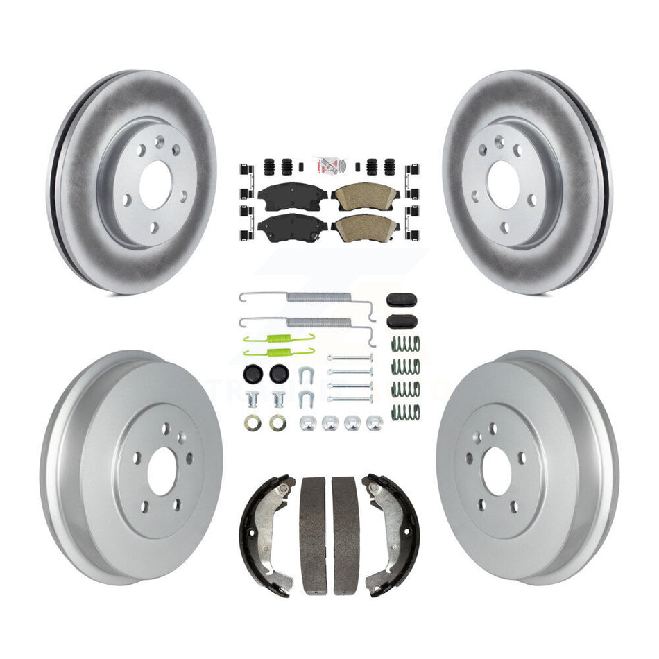 Front Rear Disc Brake Rotor Ceramic Pad Coated Drum Kit (7Pc) For Chevrolet Cruze Limited KGA-104275