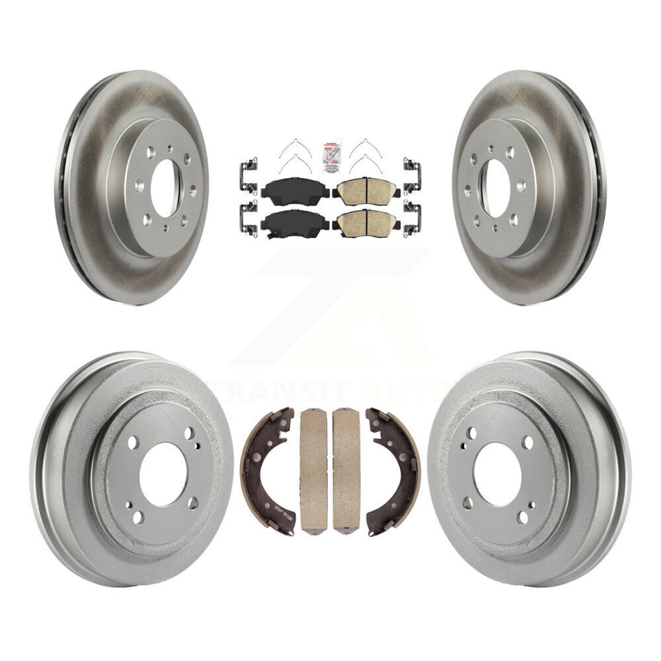 Front Rear Disc Brake Rotors Ceramic Pads And Coated Drum Kit For 2007-2008 Honda Fit KGA-104284