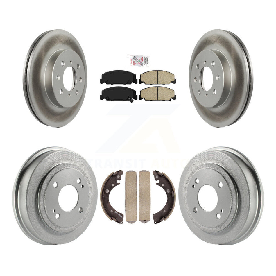 Front Rear Brake Rotor Ceramic Pad Coat Drum Kit For 1997 Honda Civic LX with 4-Wheel ABS KGA-104286