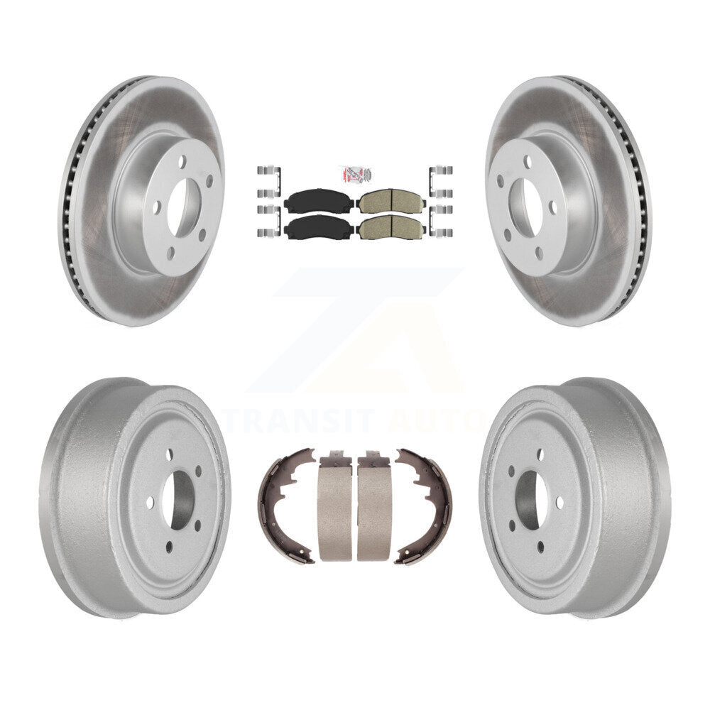 Front Rear Disc Brake Rotors Ceramic Pads And Coated Drum Kit For Ford Ranger Mazda B4000 KGA-104304