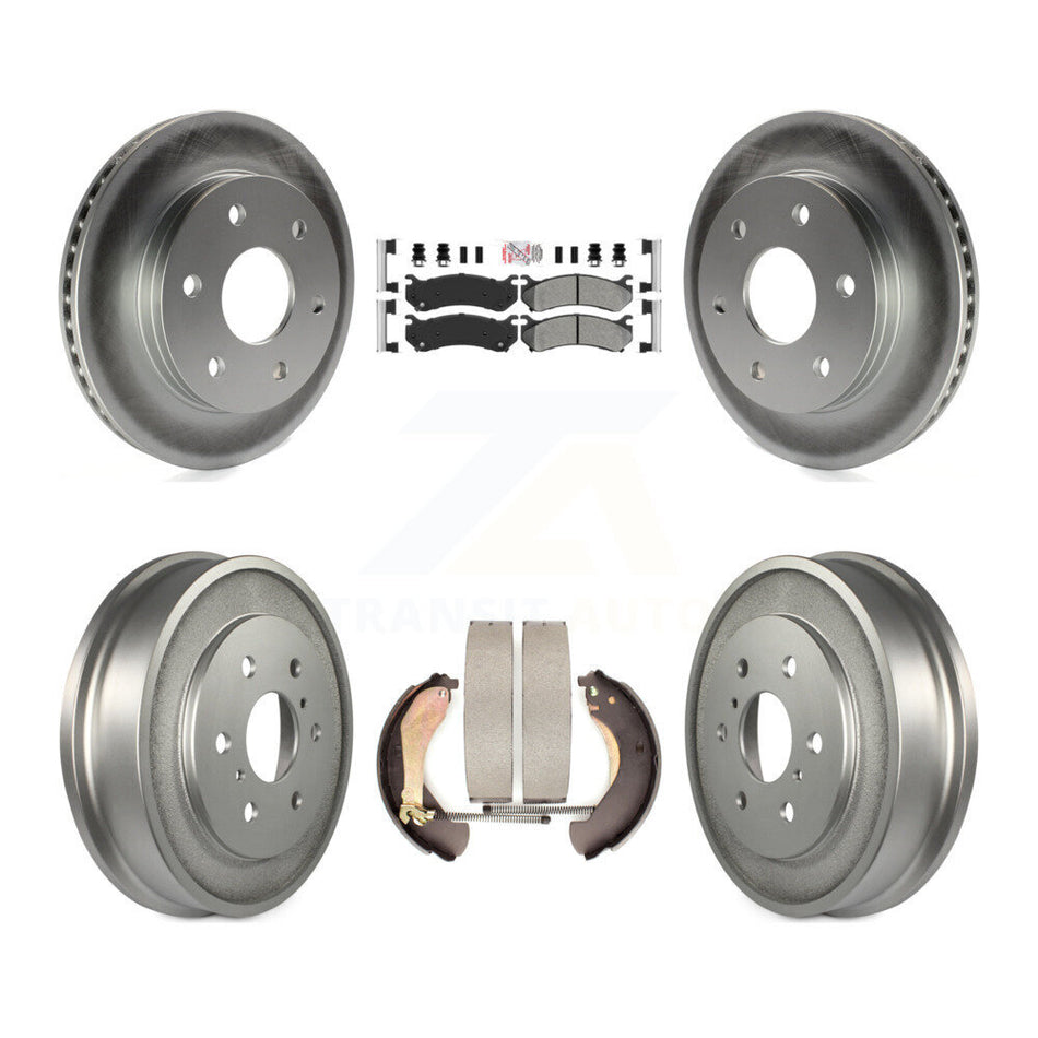 Front Rear Brake Rotor Semi-Metallic Pad Coated Drum Kit For Chevrolet Silverado 1500 GMC KGA-104311
