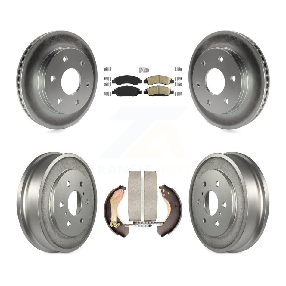 Front Rear Brake Rotors Ceramic Pad Coat Drum Kit For 07 GMC Sierra 1500 Disc rear brakes KGA-104321