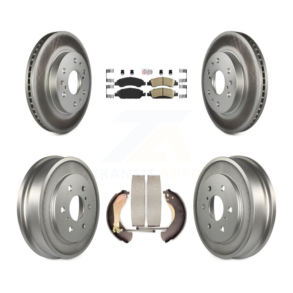 Front Rear Brake Rotors Ceramic Pad Coat Drum Kit For Chevrolet GMC Silverado 1500 Sierra KGA-104323