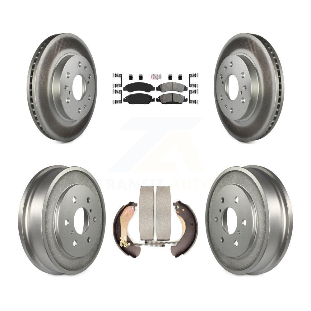 Front Rear Brake Rotor Semi-Metallic Pad Coated Drum Kit For Chevrolet GMC Silverado 1500 KGA-104325