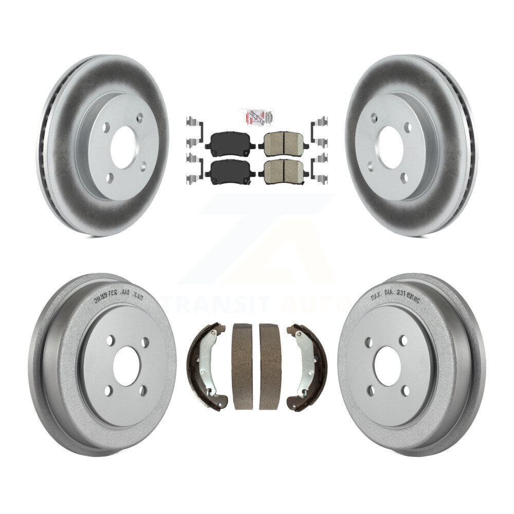 Front Rear Brake Rotors Ceramic Pad Coated Drum Kit For 07-08 Pontiac G5 Disc rear brakes KGA-104336