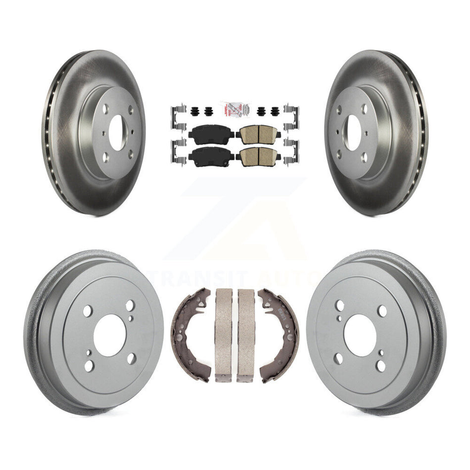 Front Rear Disc Brake Rotors Ceramic Pads And Coated Drum Kit For 2001-2005 Toyota Echo KGA-104346