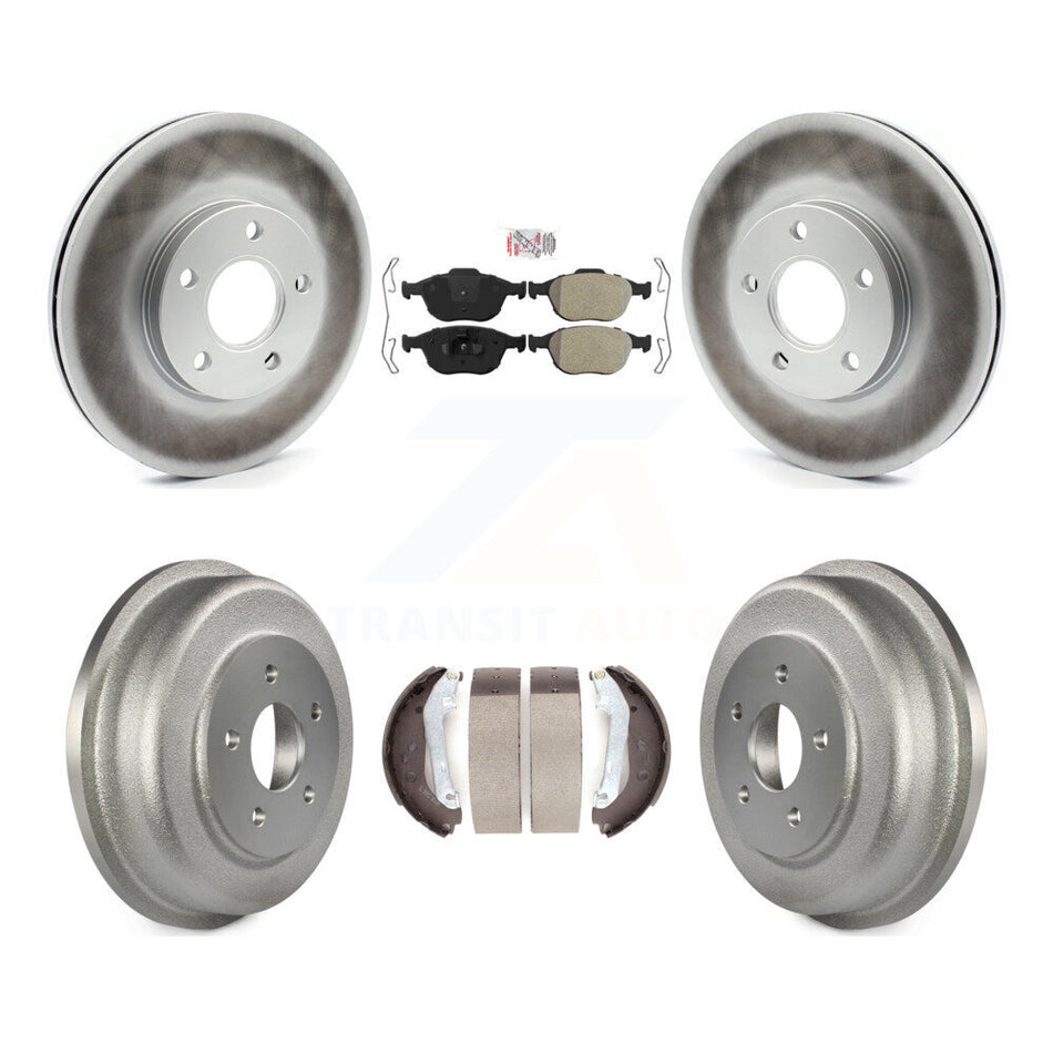 Front Rear Brake Rotor Semi-Metallic Pad Coat Drum Kit For 2010-2013 Ford Transit Connect KGA-104373