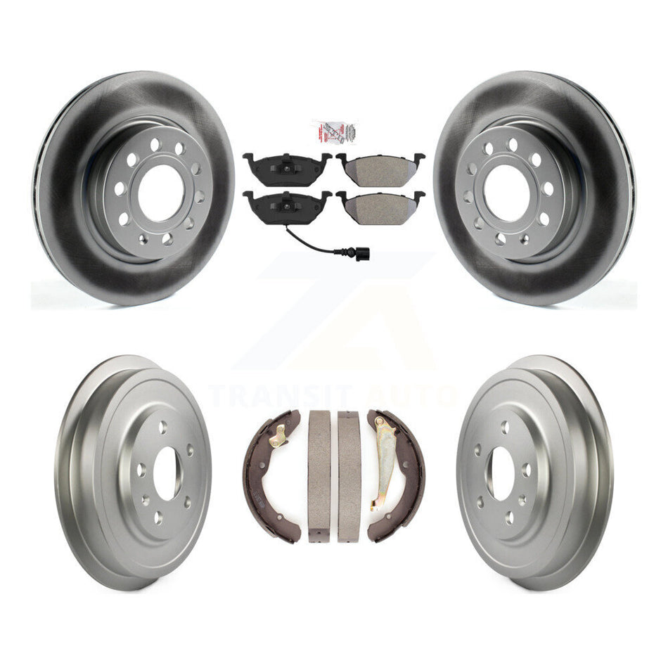 Front Rear Disc Brake Rotors Semi-Metallic Pads And Coated Drum Kit For Volkswagen Jetta KGA-104378
