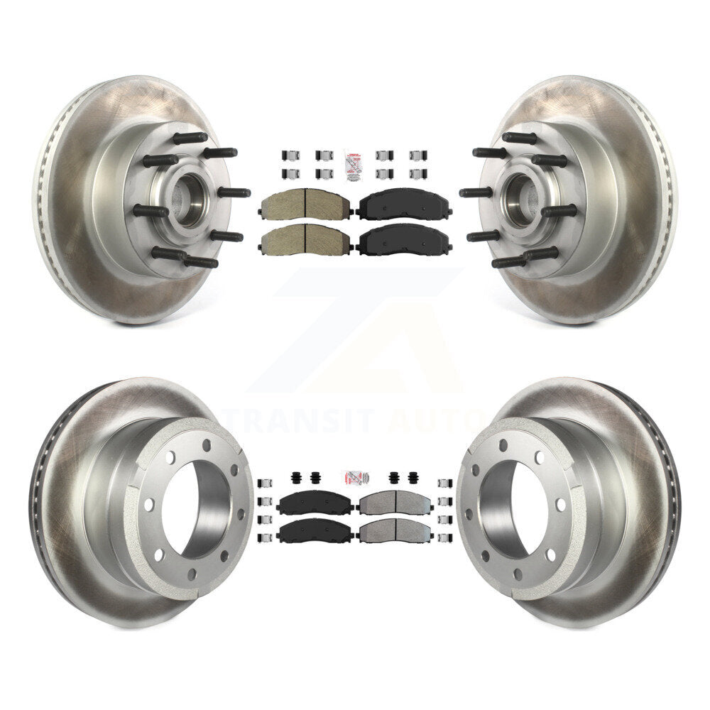 Front Rear Semi-Metallic Pad Coated Disc Brake Rotors Kit For Ford F-350 Super Duty F-250 KGA-104394