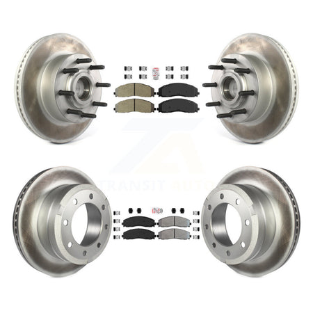 Front Rear Semi-Metallic Pad Coated Disc Brake Rotors Kit For Ford F-350 Super Duty F-250 KGA-104394