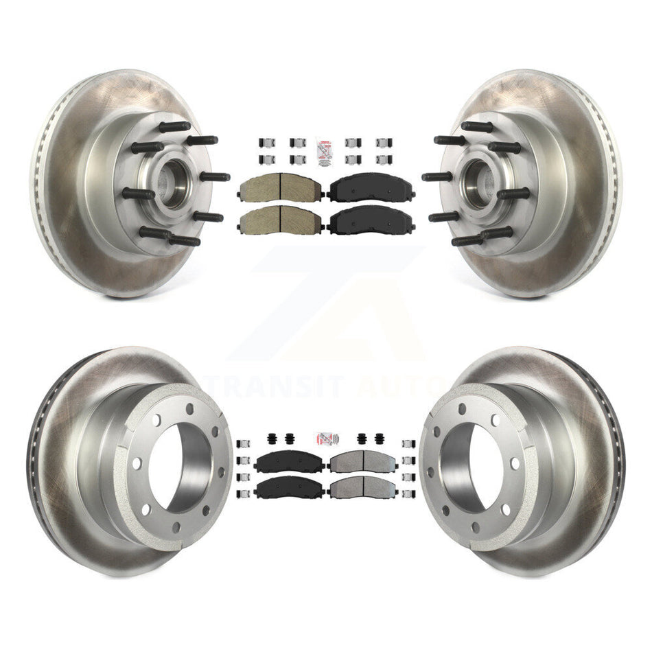 Front Rear Semi-Metallic Pad Coated Disc Brake Rotors Kit For Ford F-350 Super Duty F-250 KGA-104394