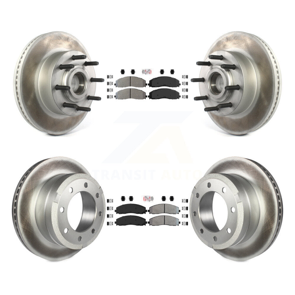 Front Rear Semi-Metallic Pad Coated Disc Brake Rotors Kit For Ford F-350 Super Duty F-250 KGA-104396