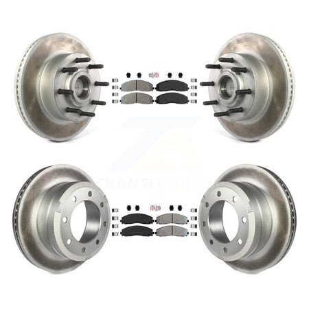 Front Rear Semi-Metallic Pad Coated Disc Brake Rotors Kit For Ford F-350 Super Duty F-250 KGA-104396