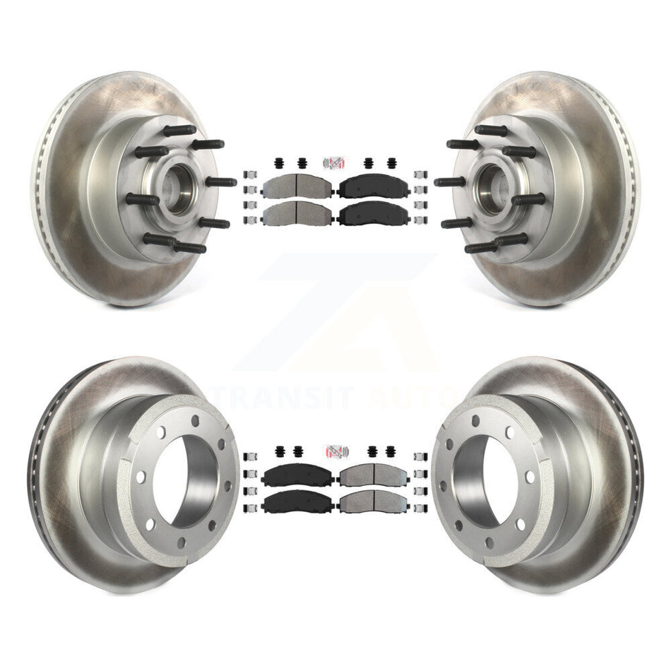 Front Rear Semi-Metallic Pad Coated Disc Brake Rotors Kit For Ford F-350 Super Duty F-250 KGA-104396