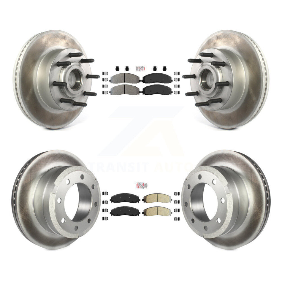 Front Rear Semi-Metallic Pad Coated Disc Brake Rotors Kit For Ford F-350 Super Duty F-250 KGA-104397