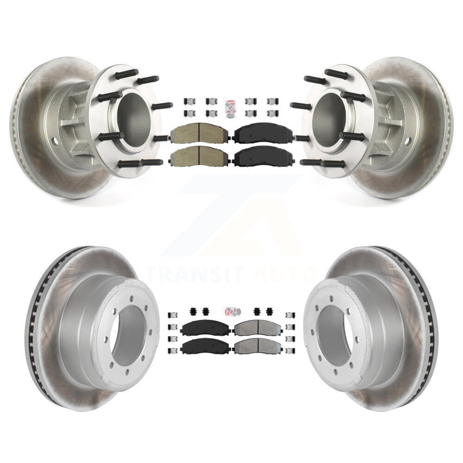 Front Rear Semi-Metallic Pad Coated Disc Brake Rotors Kit For Ford F-350 Super Duty F-250 KGA-104402