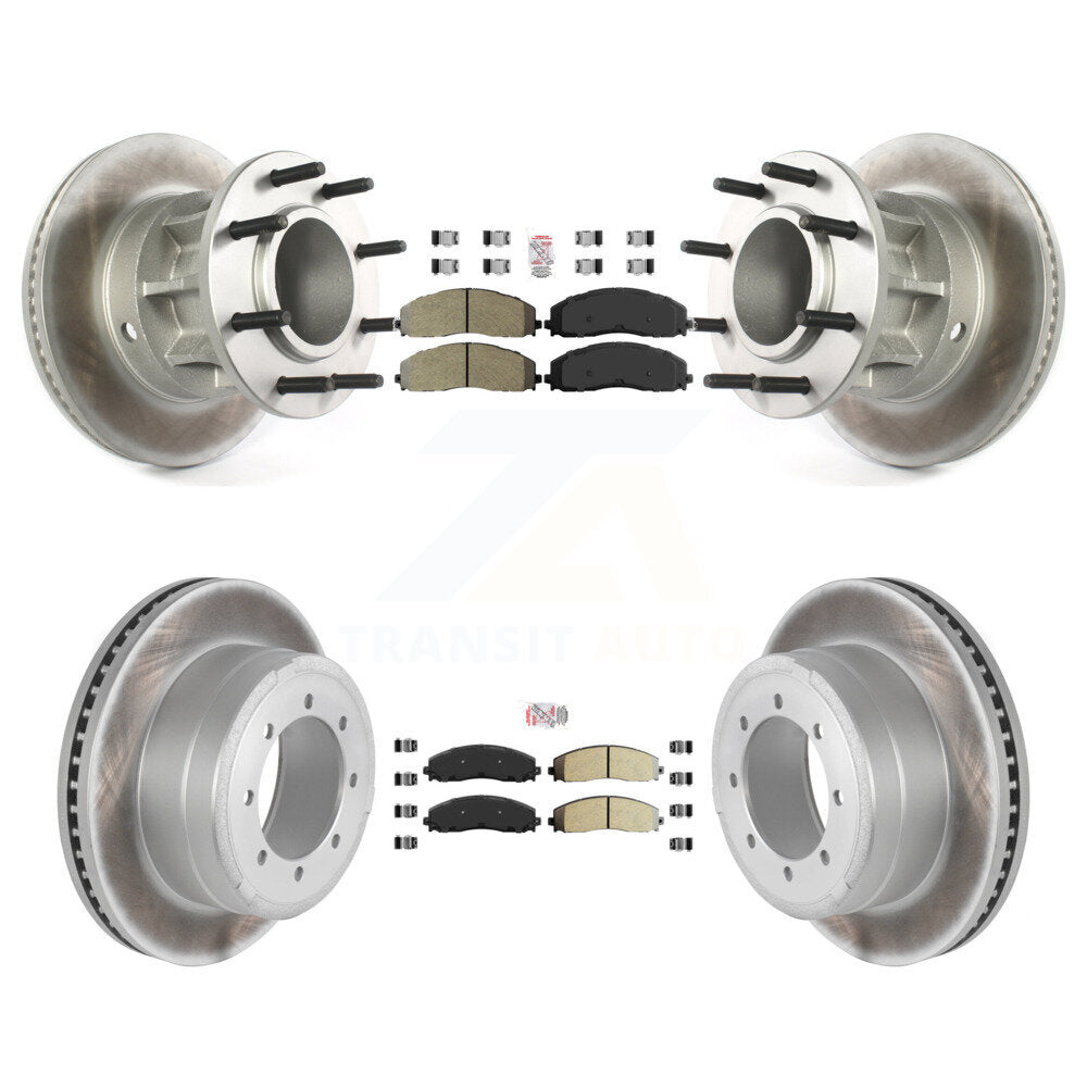 Front Rear Semi-Metallic Pad Coated Disc Brake Rotors Kit For Ford F-350 Super Duty F-250 KGA-104403