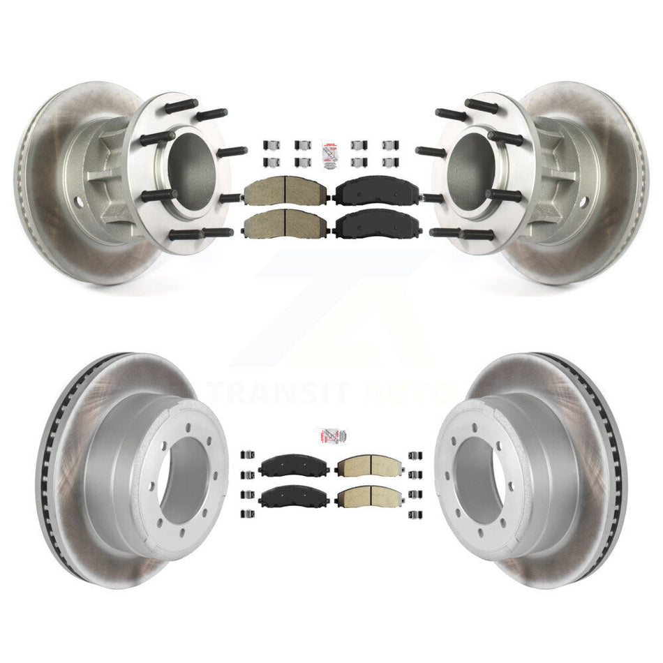 Front Rear Semi-Metallic Pad Coated Disc Brake Rotors Kit For Ford F-350 Super Duty F-250 KGA-104403