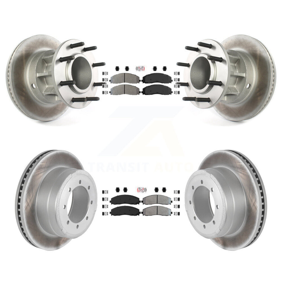 Front Rear Semi-Metallic Pad Coated Disc Brake Rotors Kit For Ford F-350 Super Duty F-250 KGA-104404