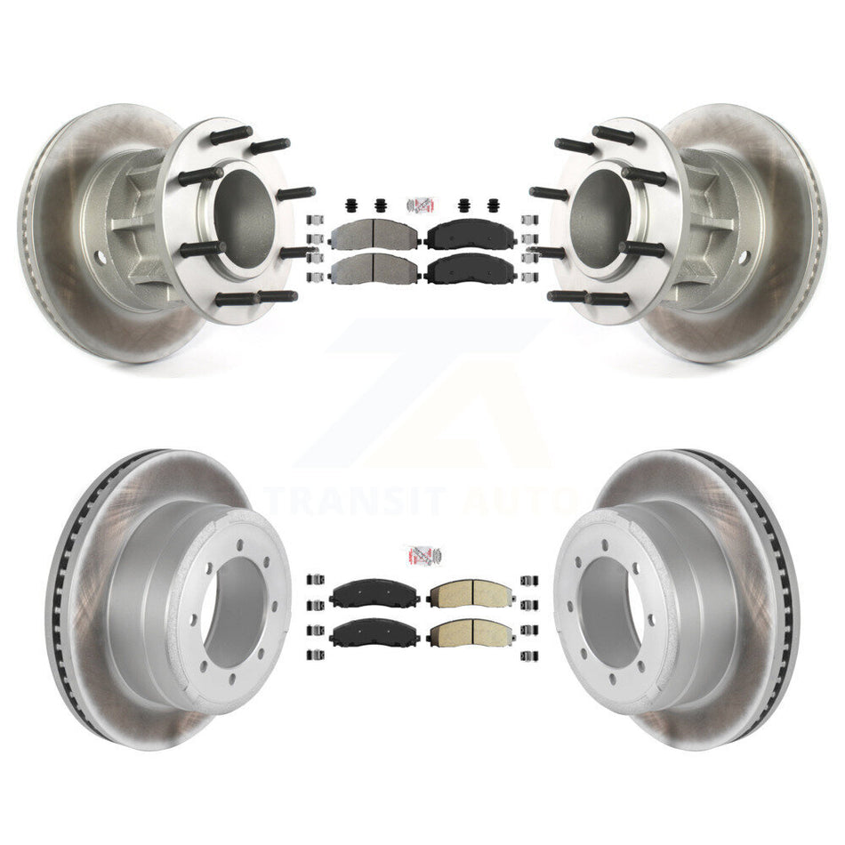 Front Rear Semi-Metallic Pad Coated Disc Brake Rotors Kit For Ford F-350 Super Duty F-250 KGA-104405