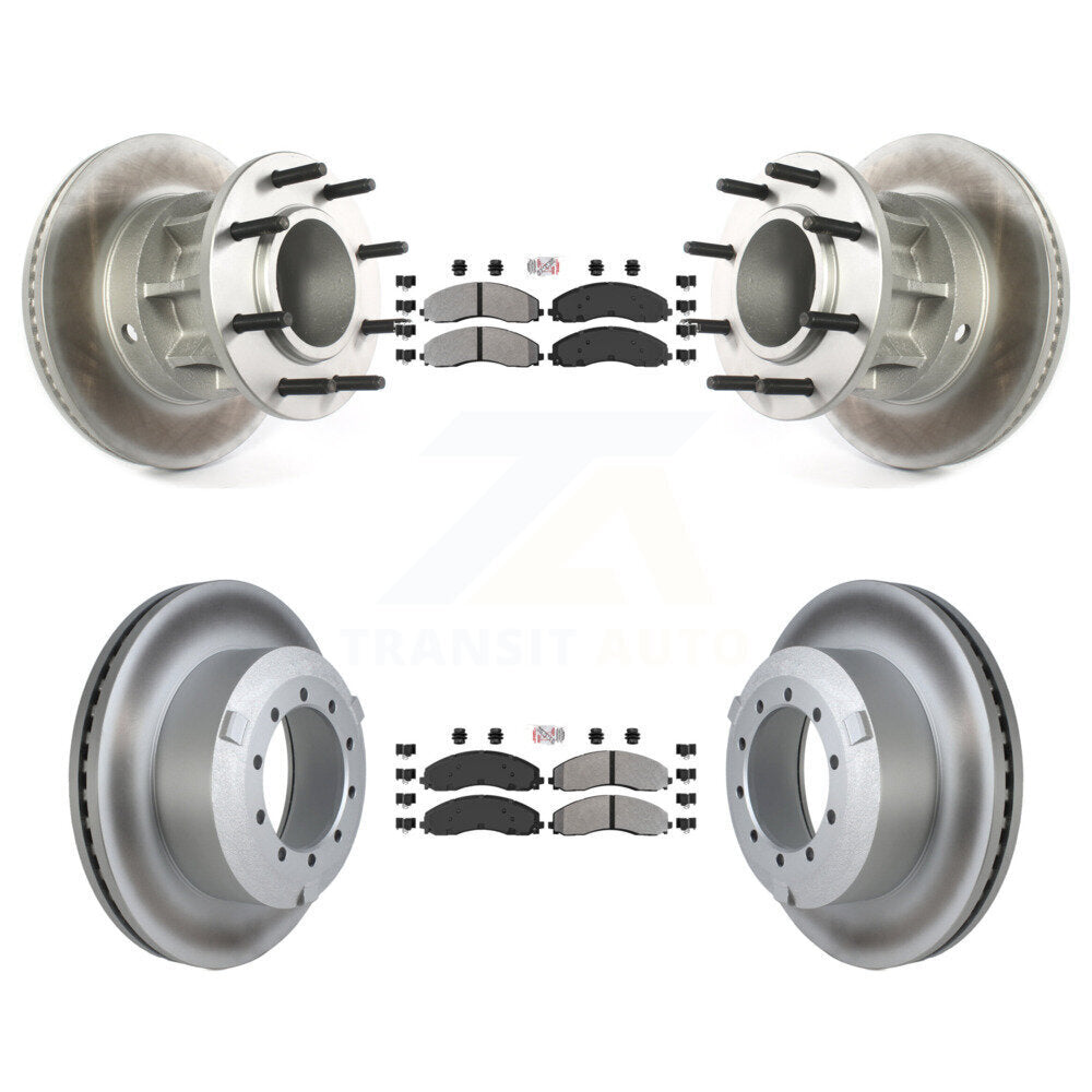 Front Rear Semi-Metallic Pad Coated Brake Rotor Kit For Ford F-450 Super Duty F-550 4 X 2 KGA-104406