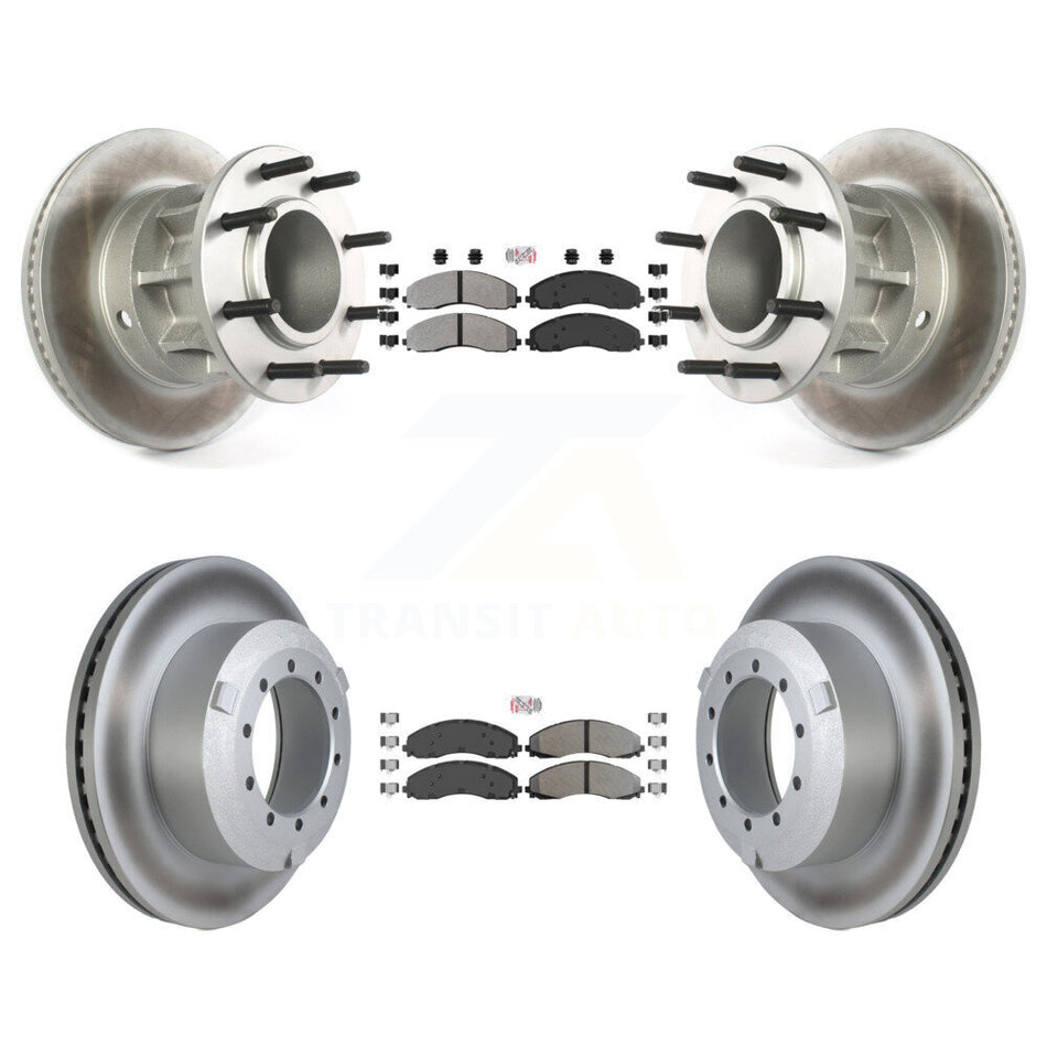 Front Rear Semi-Metallic Pad Coated Brake Rotor Kit For Ford F-450 Super Duty F-550 4 X 2 KGA-104407