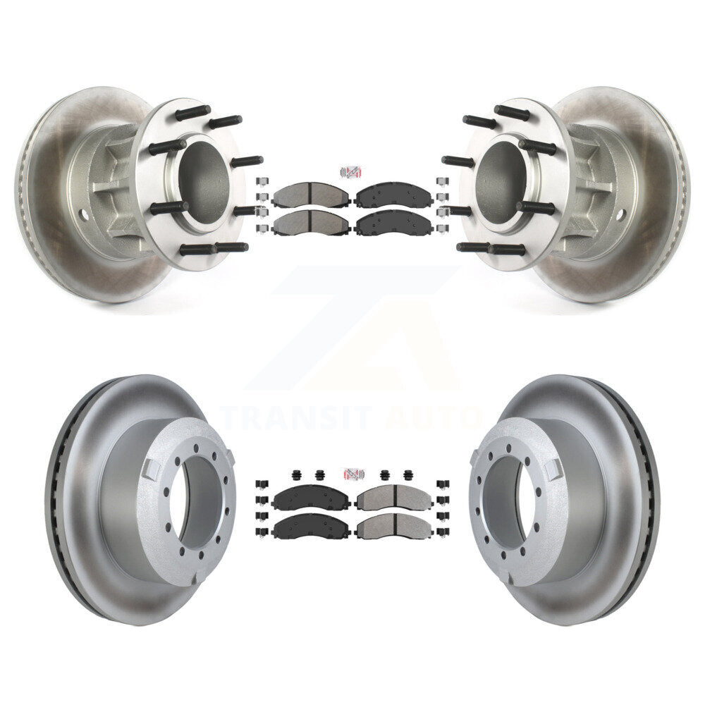 Front Rear Semi-Metallic Pad Coated Brake Rotor Kit For Ford F-450 Super Duty F-550 4 X 2 KGA-104408