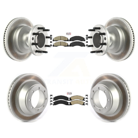 Front Rear Ceramic Pad Coated Disc Brake Rotor Hub Assembly Kit For Ford E-450 Super Duty KGA-104410