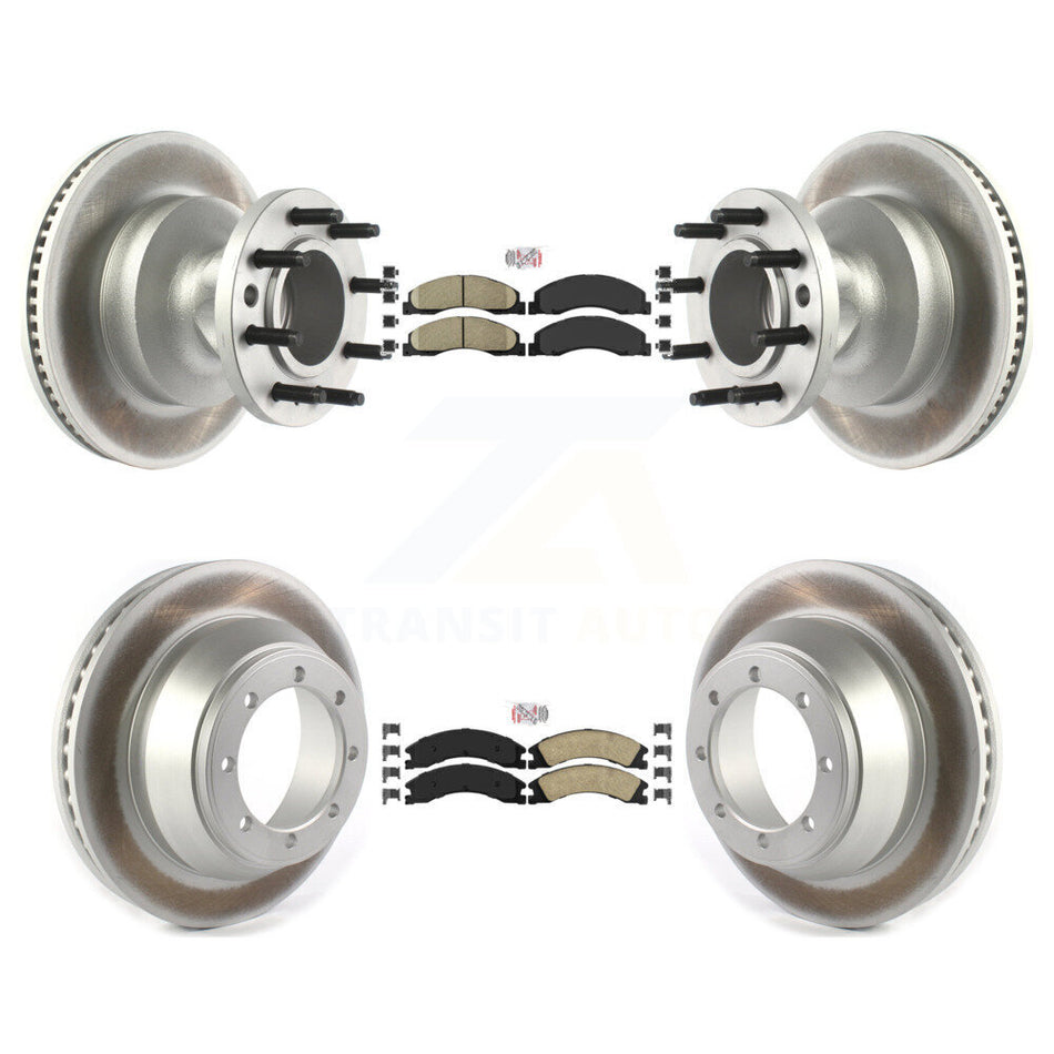 Front Rear Ceramic Pad Coated Disc Brake Rotor Hub Assembly Kit For Ford E-450 Super Duty KGA-104410
