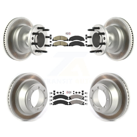 Front Ceramic Rear Semi-Metallic Pad Coat Disc Brake Rotors Kit For Ford E-450 Super Duty KGA-104411
