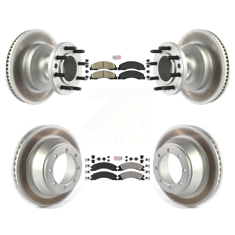 Front Ceramic Rear Semi-Metallic Pad Coat Disc Brake Rotors Kit For Ford E-450 Super Duty KGA-104411