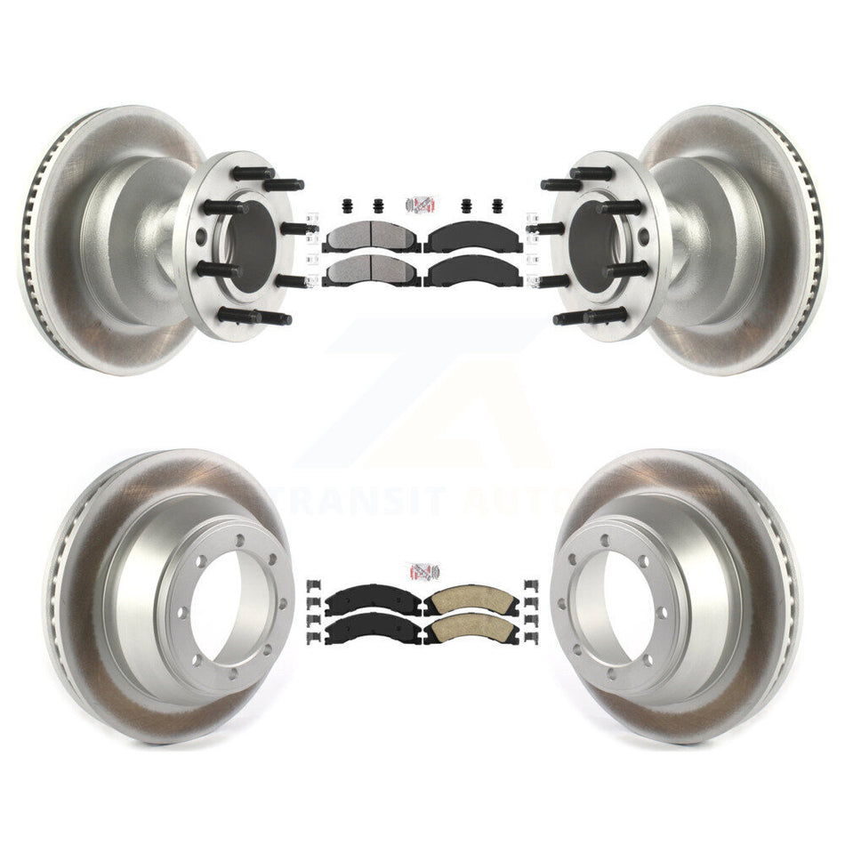 Front Semi-Metallic Rear Ceramic Pad Coat Disc Brake Rotors Kit For Ford E-450 Super Duty KGA-104412