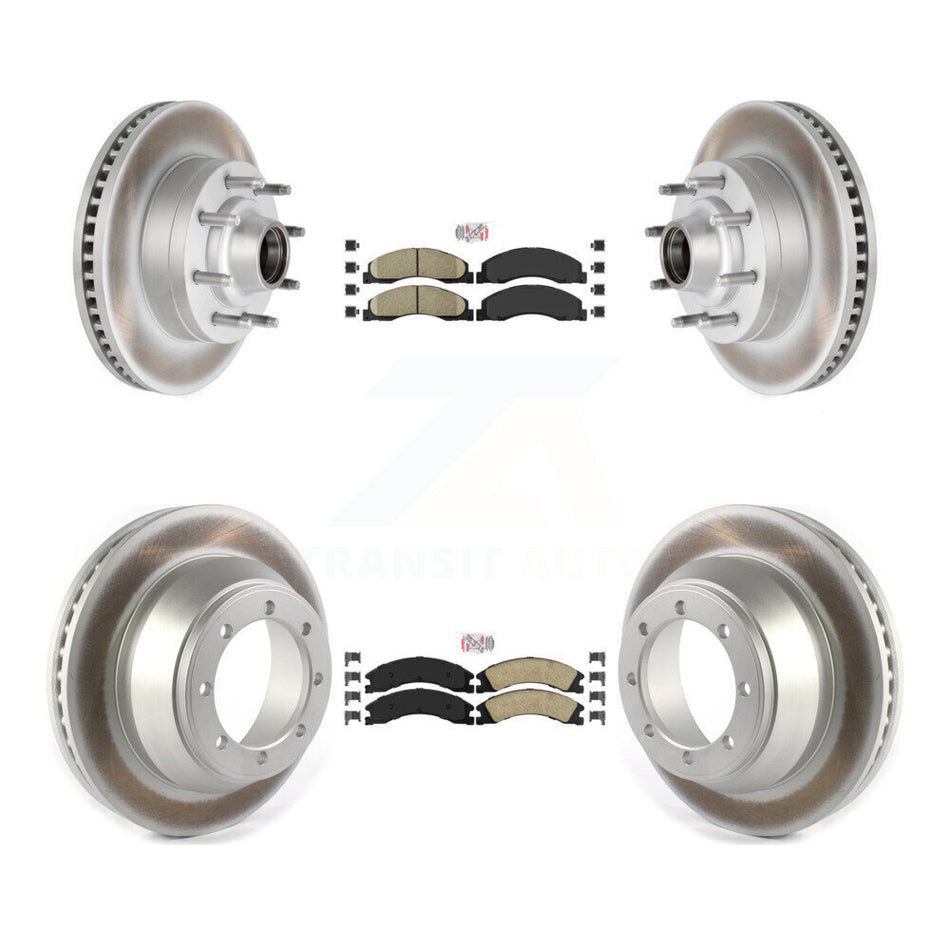 Front Rear Ceramic Pad Coated Disc Brake Rotor Hub Assembly Kit For Ford E-450 Super Duty KGA-104414
