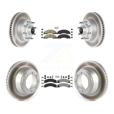 Front Ceramic Rear Semi-Metallic Pad Coat Disc Brake Rotors Kit For Ford E-450 Super Duty KGA-104415