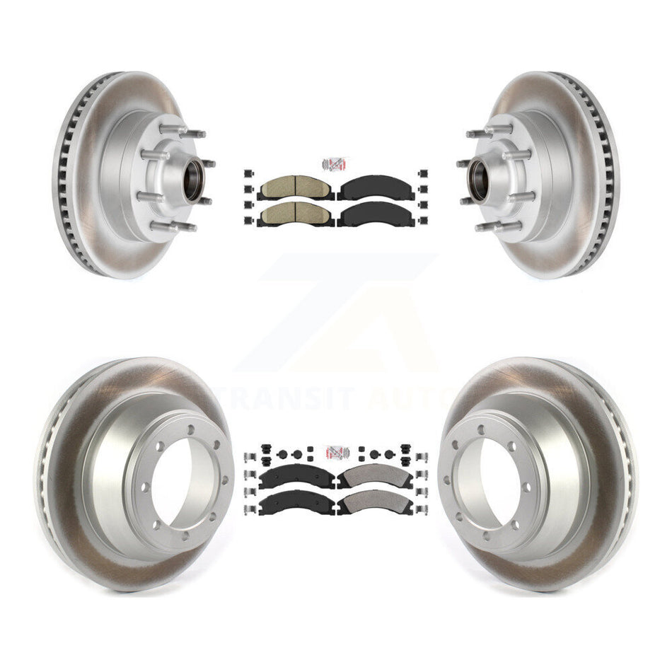 Front Ceramic Rear Semi-Metallic Pad Coat Disc Brake Rotors Kit For Ford E-450 Super Duty KGA-104415