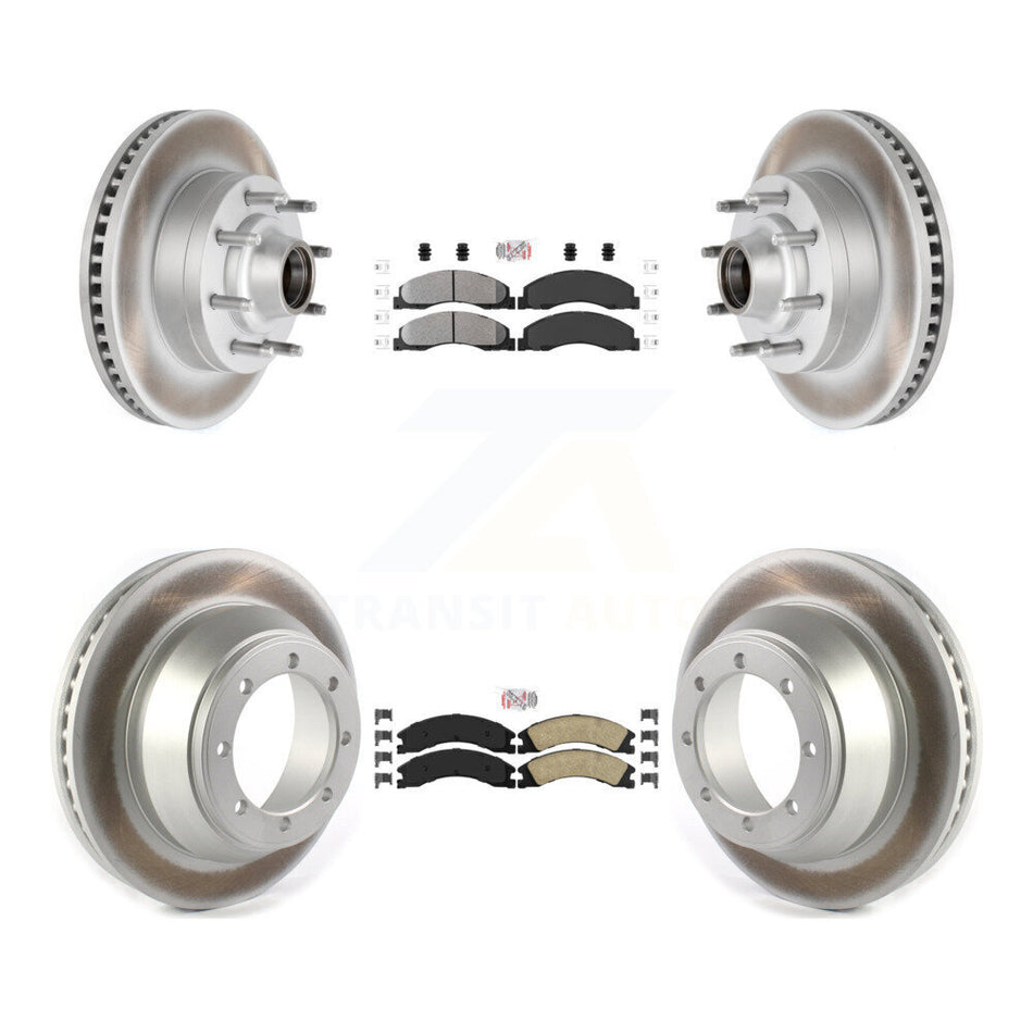 Front Semi-Metallic Rear Ceramic Pad Coat Disc Brake Rotors Kit For Ford E-450 Super Duty KGA-104416