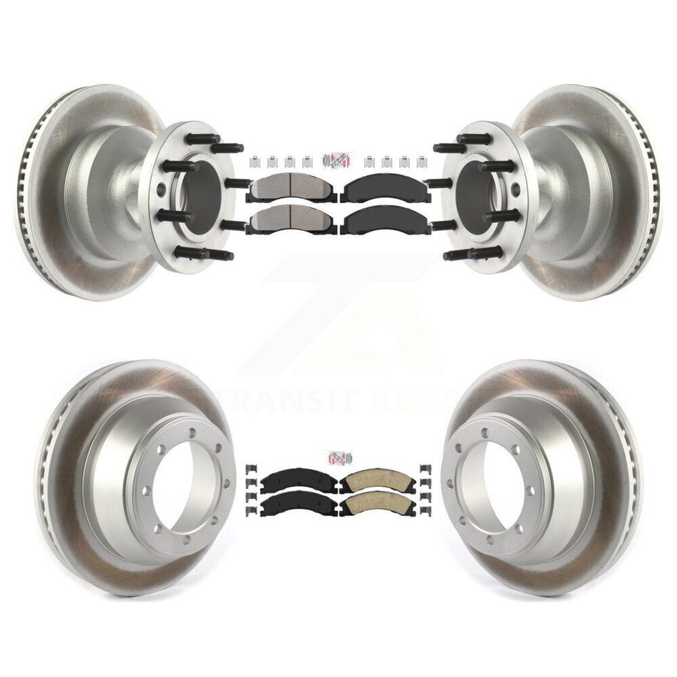 Front Semi-Metallic Rear Ceramic Pad Coat Disc Brake Rotors Kit For Ford E-450 Super Duty KGA-104418