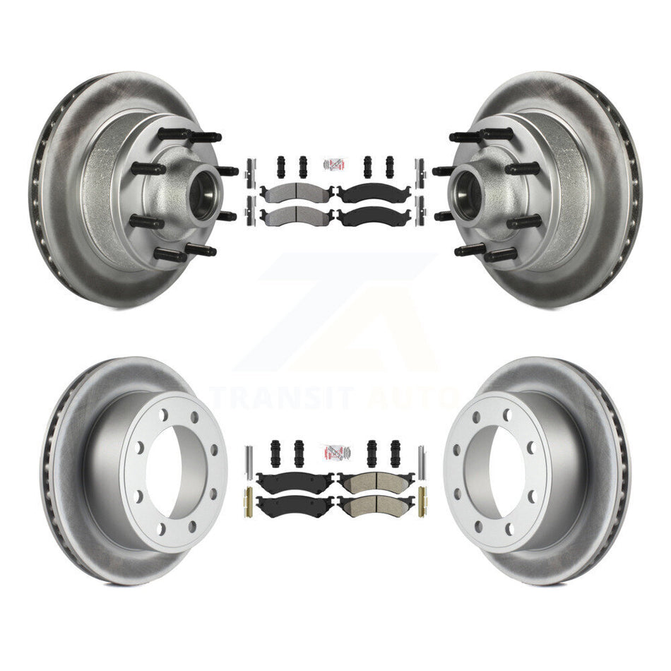 Front Rear Semi-Metallic Pad Coated Brake Rotors Kit For Ford E-350 Super Duty E-250 Club KGA-104422