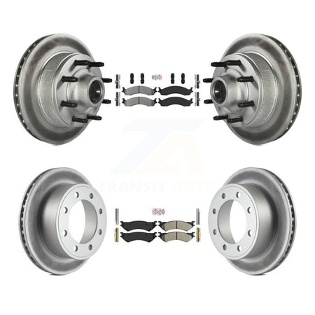 Front Rear Semi-Metallic Pad Coated Brake Rotors Kit For Ford E-350 Super Duty E-250 Club KGA-104423