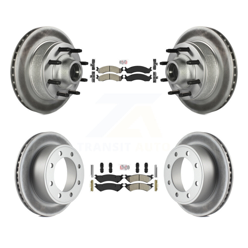 Front Rear Semi-Metallic Pad Coated Brake Rotors Kit For Ford E-350 Super Duty E-250 Club KGA-104424