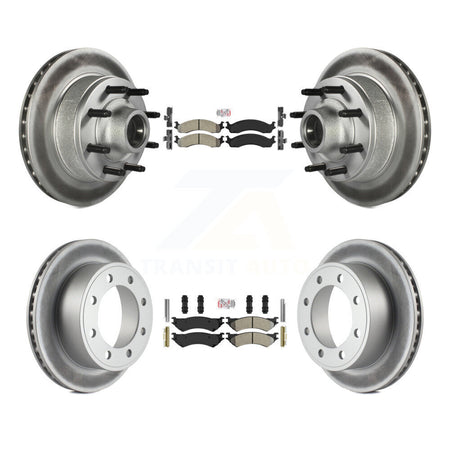 Front Rear Semi-Metallic Pad Coated Brake Rotors Kit For Ford E-350 Super Duty E-250 Club KGA-104424