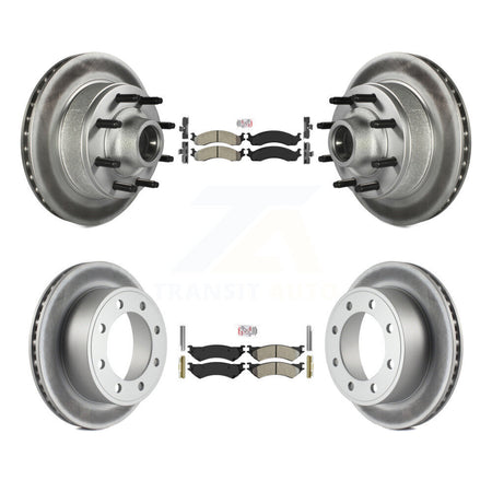 Front Rear Semi-Metallic Pad Coated Brake Rotors Kit For Ford E-350 Super Duty E-250 Club KGA-104425