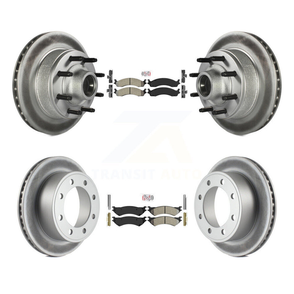 Front Rear Semi-Metallic Pad Coated Brake Rotors Kit For Ford E-350 Super Duty E-250 Club KGA-104425