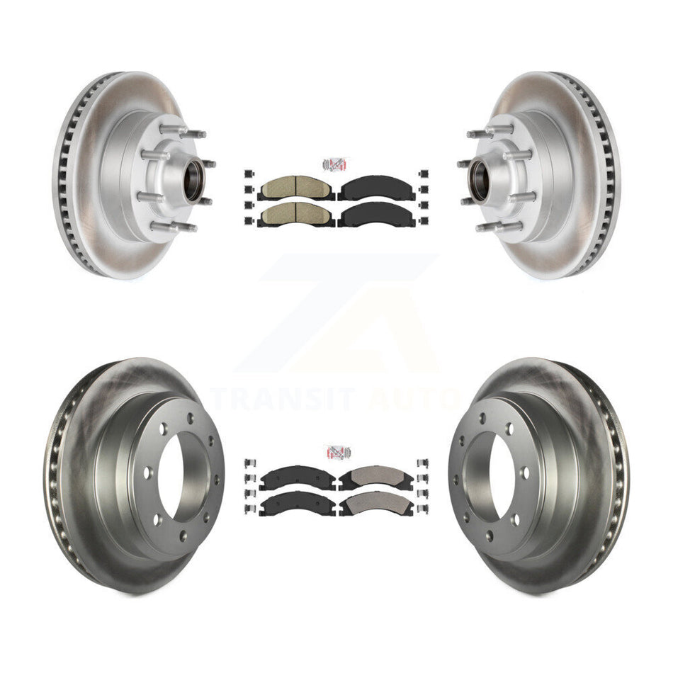 Front Ceramic Rear Semi-Metallic Pad Coat Brake Rotor Kit For Ford E-350 Super Duty E-250 KGA-104426
