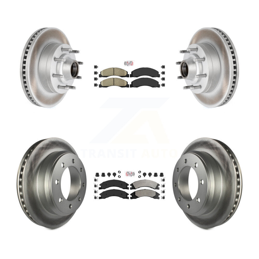 Front Ceramic Rear Semi-Metallic Pad Coat Brake Rotor Kit For Ford E-350 Super Duty E-250 KGA-104427