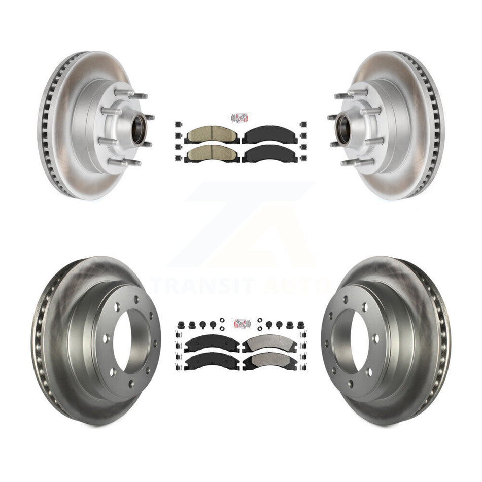 Front Ceramic Rear Semi-Metallic Pad Coat Brake Rotor Kit For Ford E-350 Super Duty E-250 KGA-104427