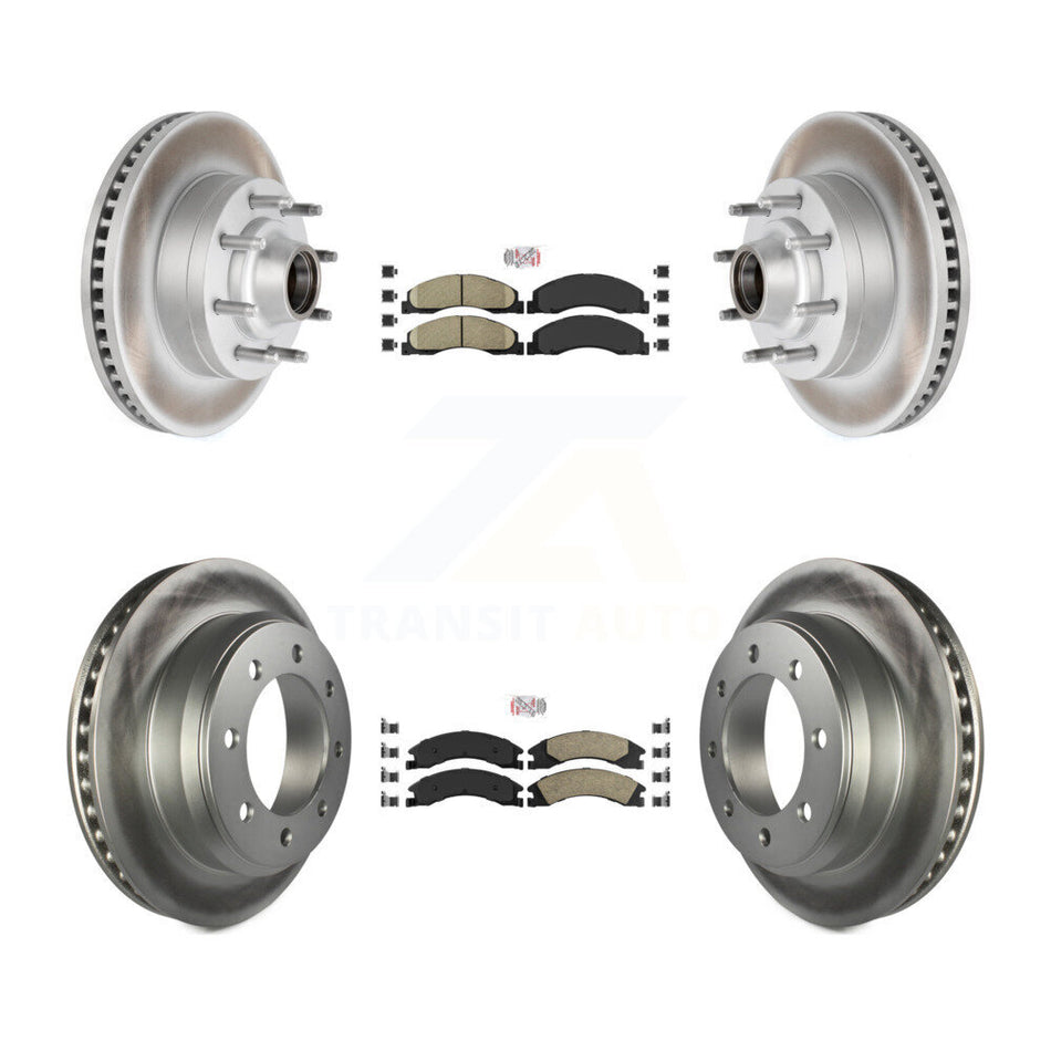 Front Rear Ceramic Pad Coated Disc Brake Rotors Kit For Ford E-350 Super Duty E-250 E-150 KGA-104428