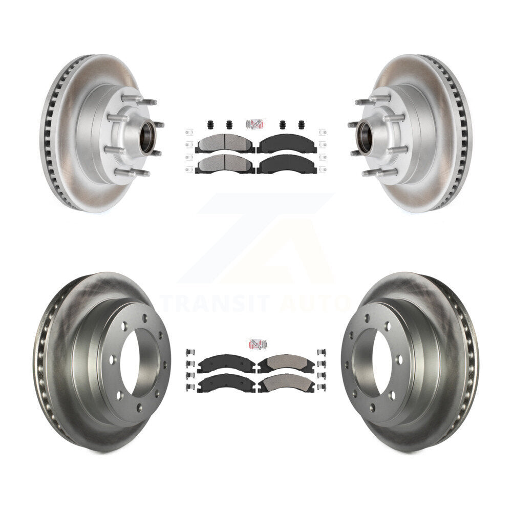Front Rear Semi-Metallic Pad Coated Brake Rotor Kit For Ford E-350 Super Duty E-250 E-150 KGA-104429