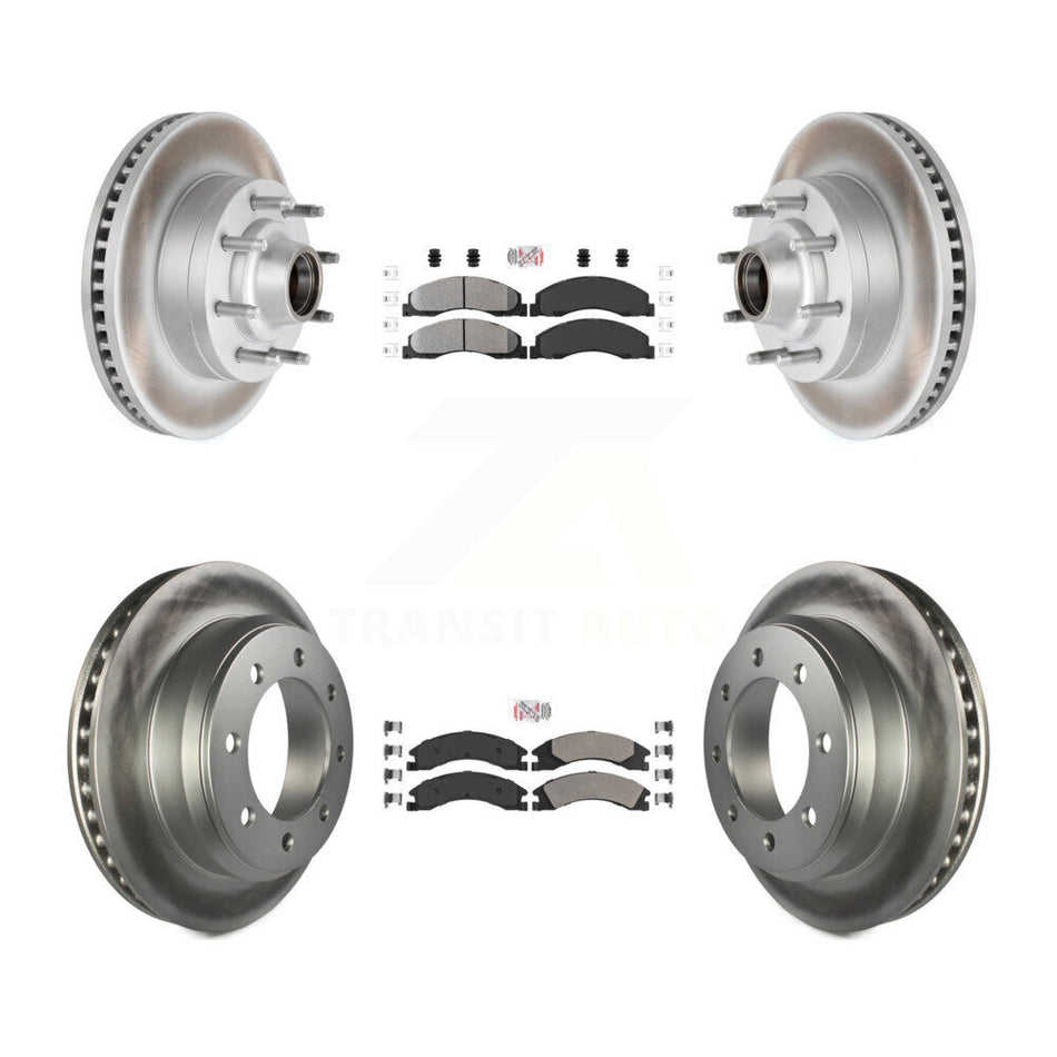 Front Rear Semi-Metallic Pad Coated Brake Rotor Kit For Ford E-350 Super Duty E-250 E-150 KGA-104429